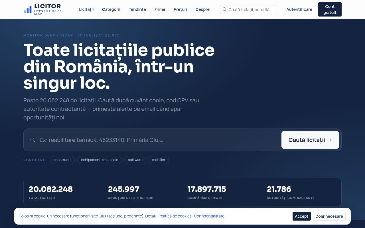 Licitor — public tenders intelligence platform built by SiteExpert